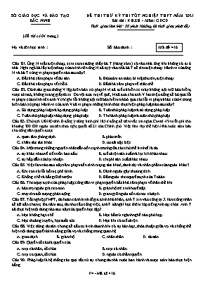 Đề thi thử Tốt nghiệp THPT môn Giáo dục công dân - Mã đề 416 - Năm học 2020-2021 - Sở giáo dục và đào tạo Bắc Ninh (Có đáp án)
